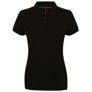 Henbury Womens/Ladies Micro-Fine Polo Shirt / Black